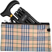 Garcia 1880 Wandelstok opvouwbaar - Incl. polsbandje en opbergtas - Zwart - Verstelbaar van 84 tot 92 cm - Aluminium - Derby handvat - Wandelstok vrouwen en mannen - Met wandelstok clip