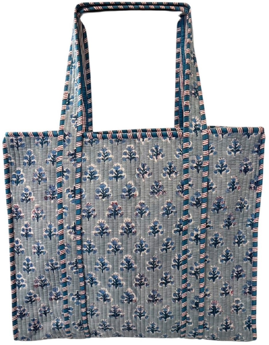 Shoppingbag / Strandtas Kantha Blue Lilac 37x48 cm