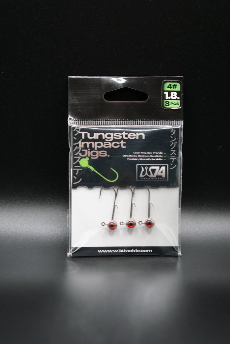 W74 Tungsten Tackle Tungsten Impact Vision Jigs With Red Eyes (3 Pcs) 1.8g / #4