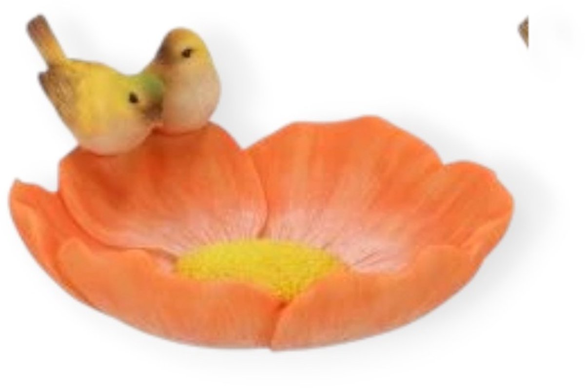 Daan Kromhout - Vogelbad - Oranje - Bloem - Polyresin - 25x21x10cm