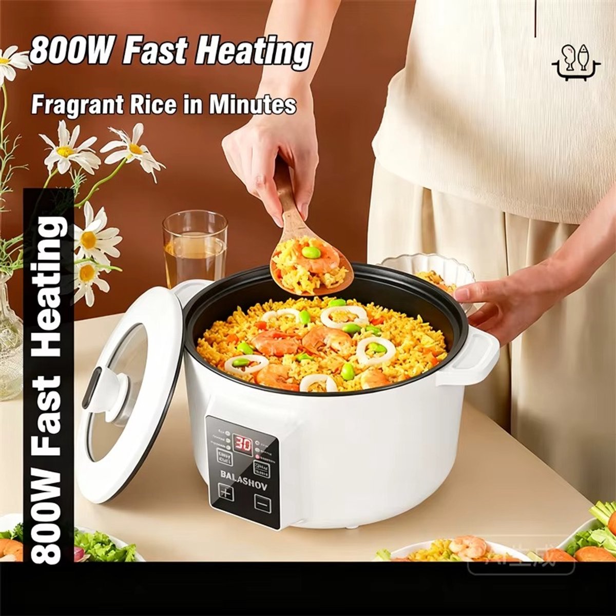 Rijstkoker – Multicooker – Hotpot – Warmhouder – Hotpot Electrisch – Soepketel – Slowcooker – Soepmaker – Stoomkoker – Elektrische Rijstpot 3.5L – Digitale Rijstkoker – Antiaanbak Binnenpan – 220V – Compact Keukenapparaat voor Thuis – foto 5