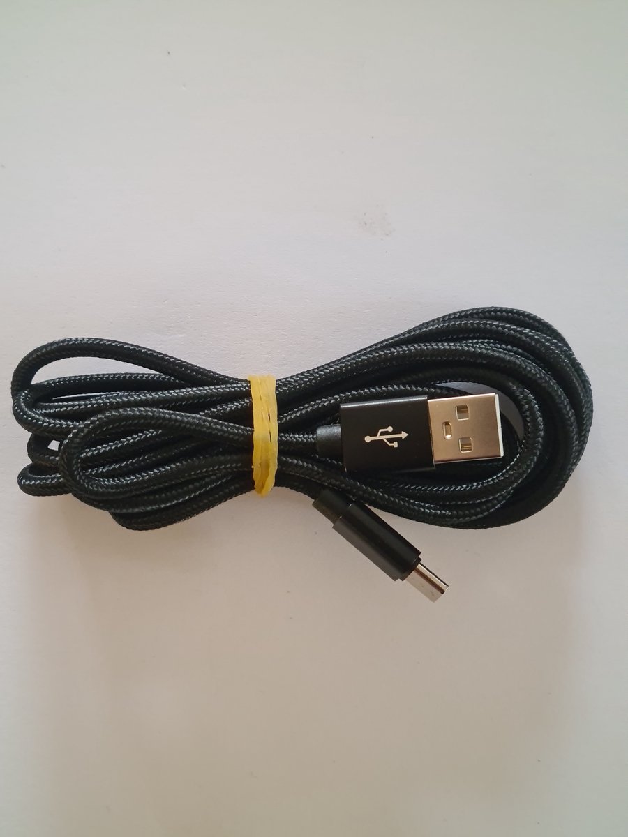 USB kabel. Van USB naar USB-C aansluiting, Zwart ( 2 meter )