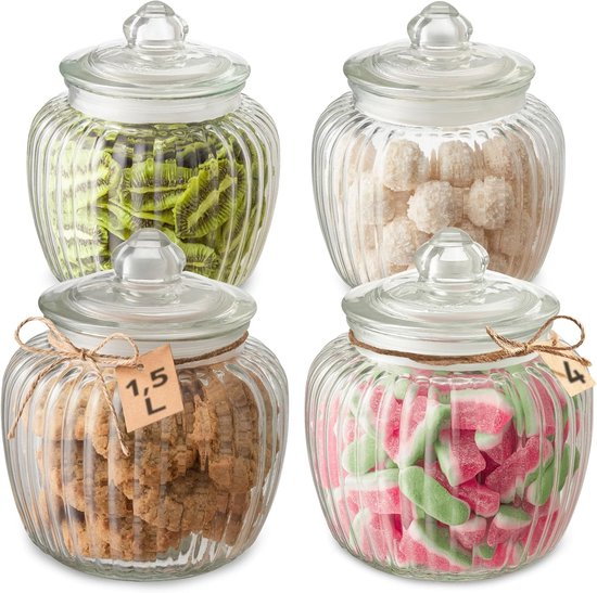 ACEP Vintage Snoeppotten 4 Stuks 1 5 L Vaatwasser Bestendig acep-vintage-snoeppotten-4-stuks-1-5-l-vaatwasser-bestendig