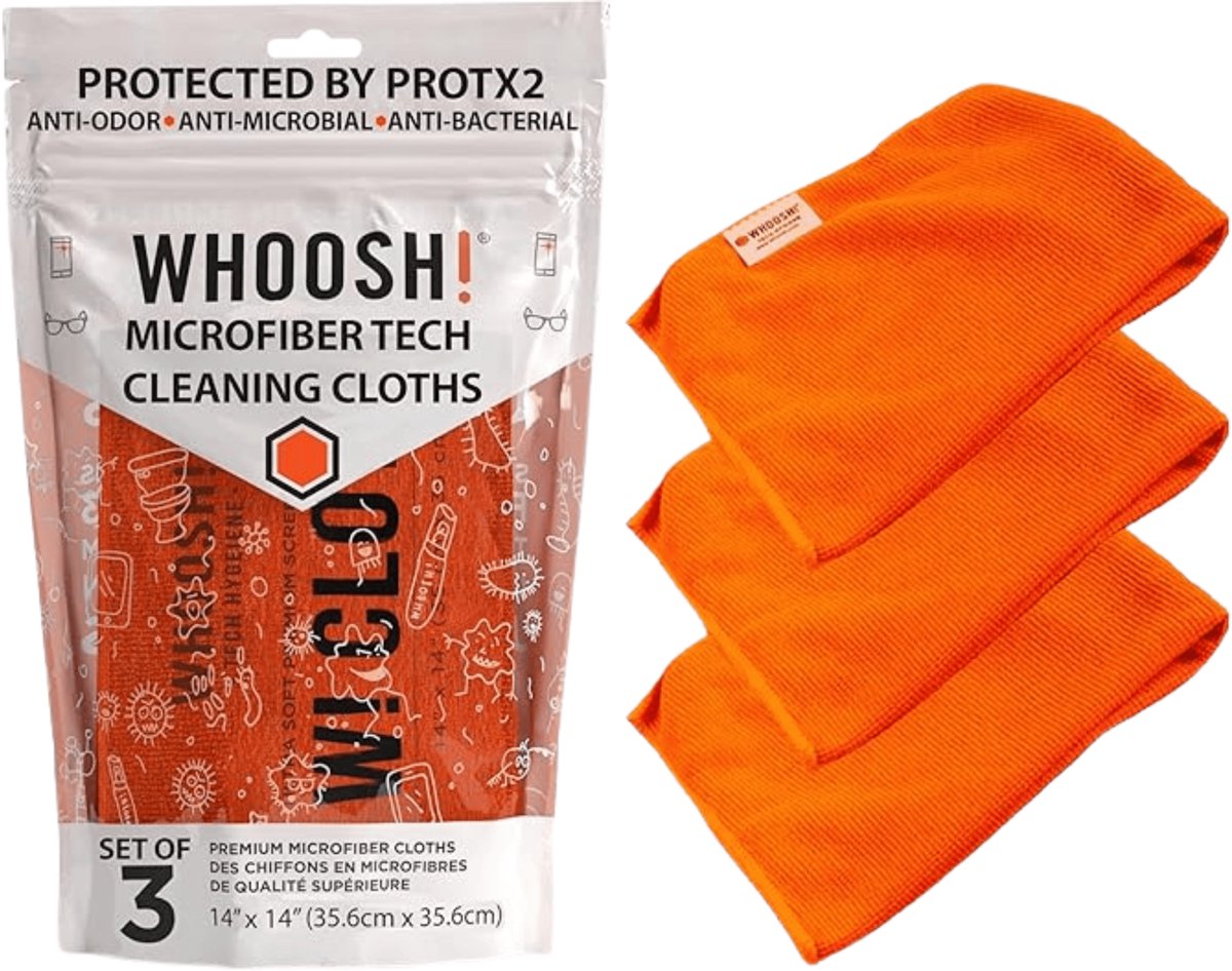 WHOOSH! XL Tech Cleaning – Microvezeldoekjes voor Schermreiniging - antibacterieel – Geschikt voor alle schermen – 3-pack – 35 x 35 cm – Streeploos & Krasvrij