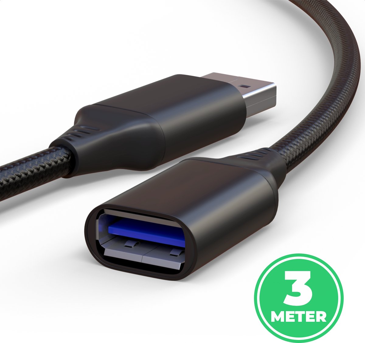 DataPulse USB 3.0 Verlengkabel 3M – 5Gbps – Male naar Female