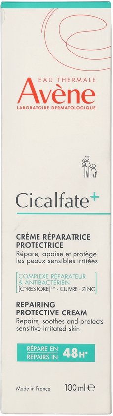 Avène Cicalfate+ Crème réparatrice protectrice. Repareert, kalmeert en beschermt gevoelige, geïrriteerde huid. 100 ml.