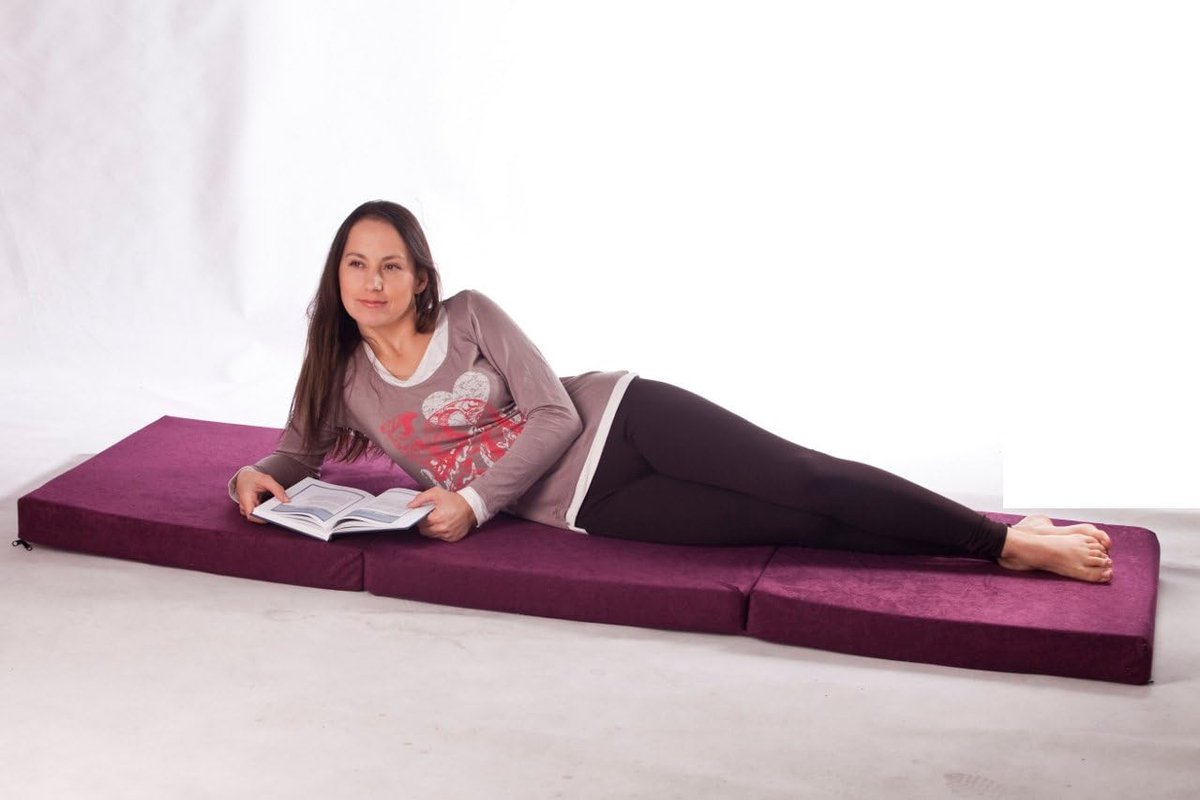 Noodmatras Opvouwbaar 195 x 65 x 8 cm – Logeermatras & Zitmatras voor Gasten – Schuimmatras met Meubelstof – Compact, Lichtgewicht & Comfortabel – Pauwhome