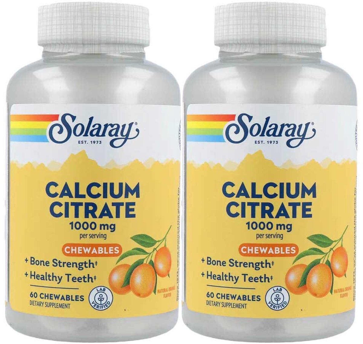 Solaray - Calcium Citraat - 2 x 60 kauwtabletten - Voordeelverpakking