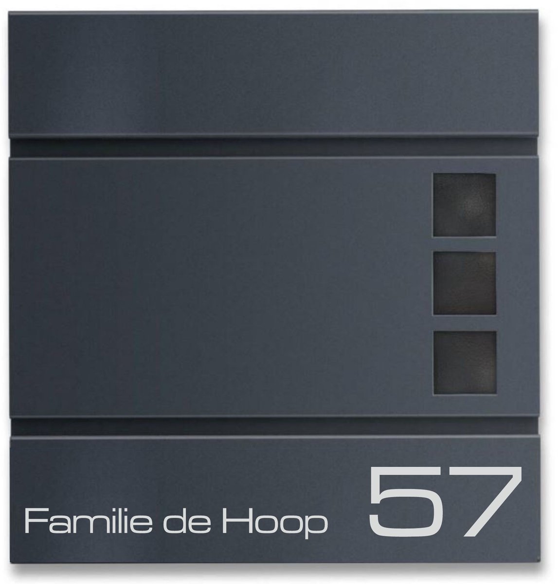 BR800 Brievenbus antraciet met naam en huisnummer 37x37x8.5cm