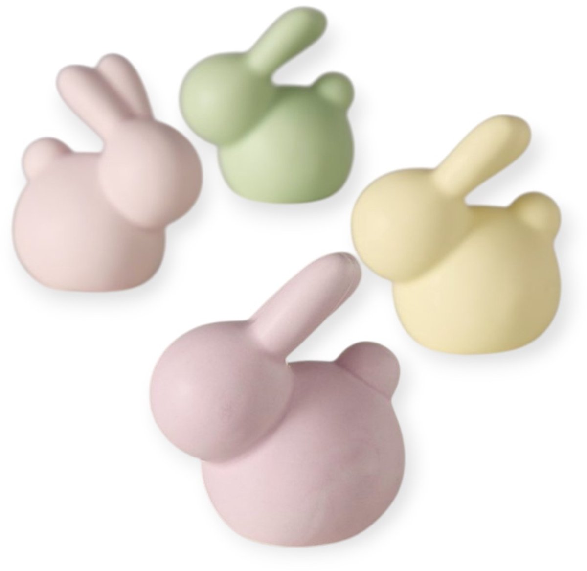 Boltze - Haasjes - Paashaasjes - Set van 4 - keramiek - Pasteltinten - 4x5x6cm - Pasen