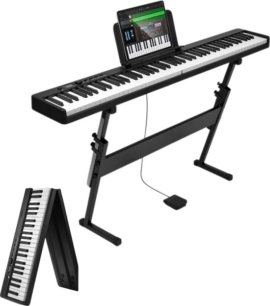 Rolu Digitale Piano – Elektrische Piano – Keyboard 88 Toetsen – Opvouwbaar – Bluetooth – 128 Klanken – Inclusief Standaard