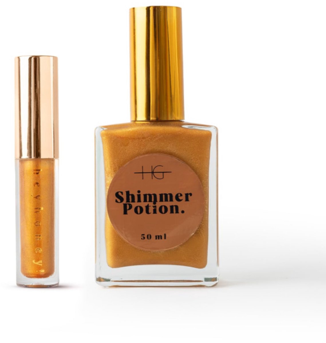 HG AESTHETIC Summer Shine Set – HeyHoney Tinted Lip Oil Sparkly Mango met SPF 10 ml + Elixir Shine Dry Oil 50 ml – Hydraterende Duo voor Stralende Lippen & Huid(Gold shine+Sparkly Mango) - cadeautje vrouw