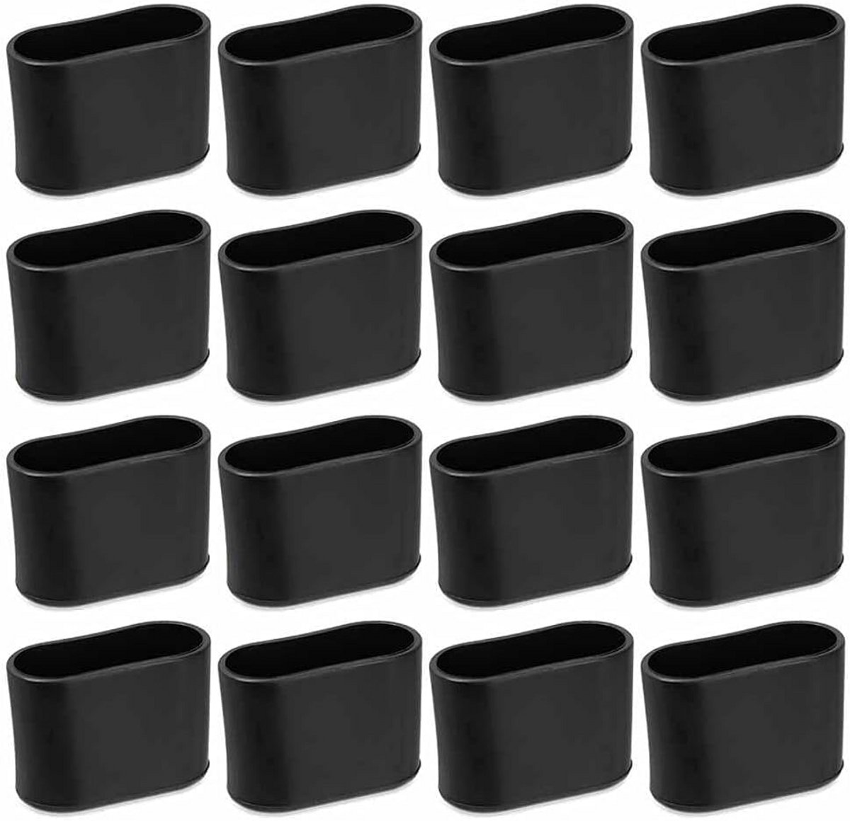 16x Ovale Stoelpootdoppen Zachte Flexibele PVC Vloerbeschermers voor Stoelen en Tafels 15x30mm