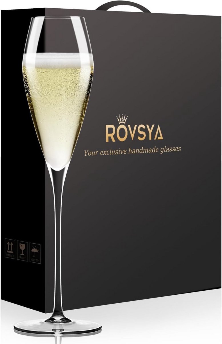 Set van 2 Luxe Champagneglazen Kristal Geblazen voor Bruiloft en Feest