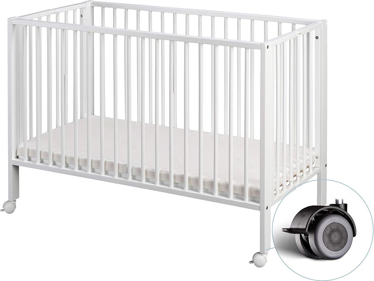 Opvouwbaar Kinderbed Wit - Compact en Ruimtebesparend Logeerbed 60x120 cm