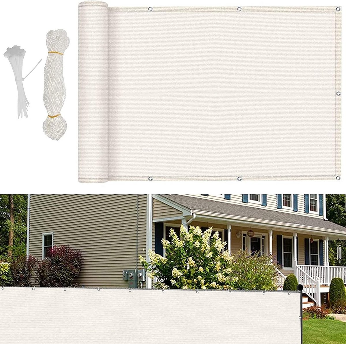 Privacy scherm balkon wit 135x400cm - UV-bestendig en winddicht hekwerk