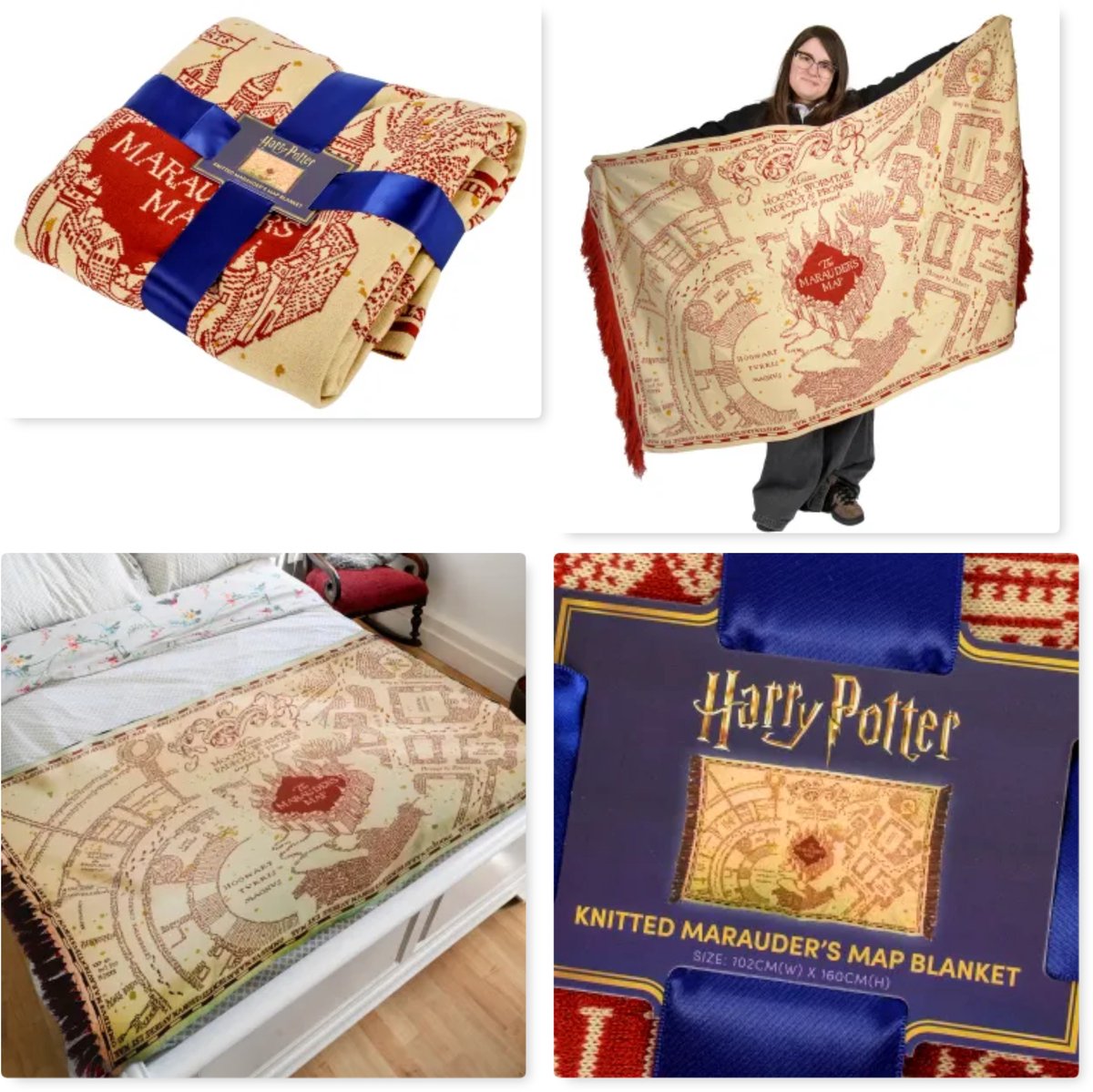 Harry Potter " Marauder's Map" Gebreide Deken 160x120cm