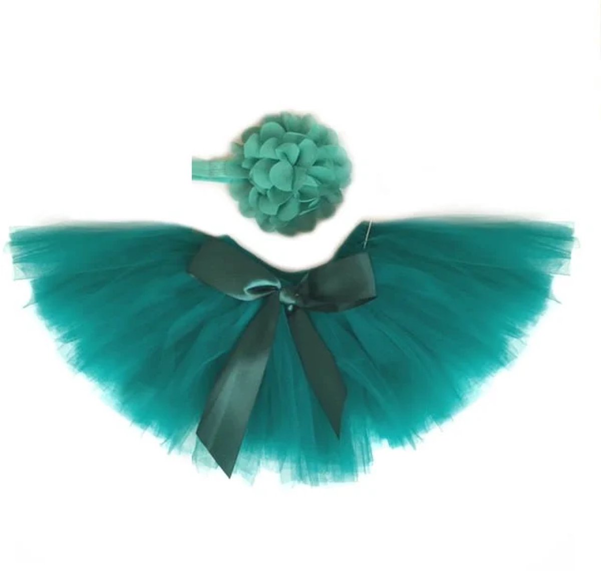 Blauwgroene baby tutu set 6 - 12 maanden