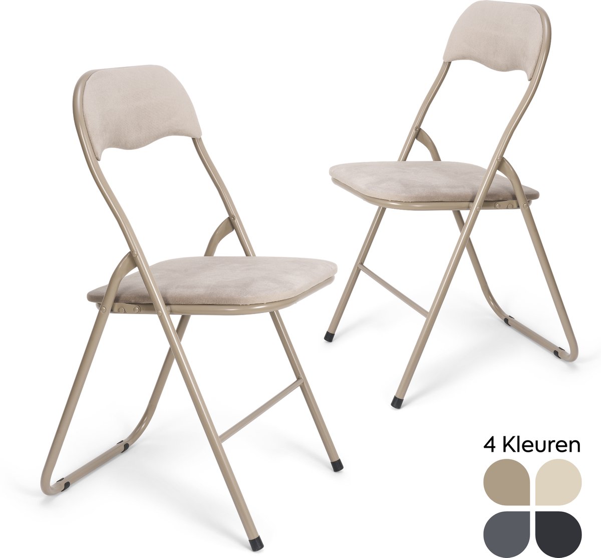 Trendy Meije® Nova Klapstoelen Set van 2 - Taupe - Velvet Fluweel - Inklapbaar - Zithoogte 45 cm - Opvouwbare Stoelen - Vouwstoel