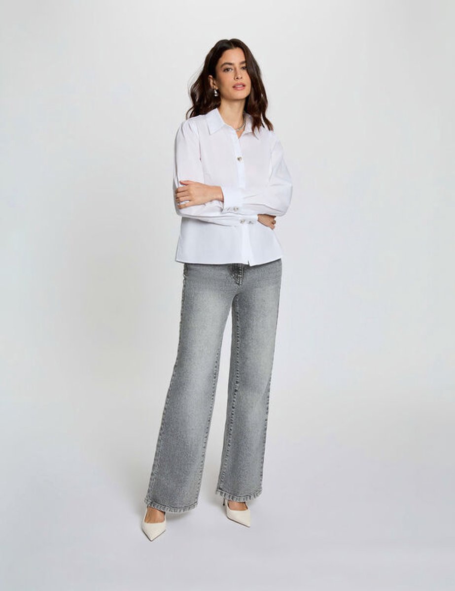 Morgan - High-waisted wide-leg jeans Denim 261-Pigrim Snow Grey - Maat : 40