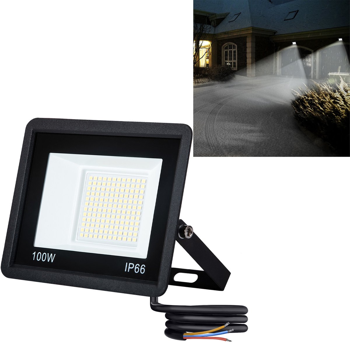 Aufun LED-schijnwerpers - koud wit - 5 x 100 W - IP66 waterdichte buitenlamp - voor tuin, garage en werkplaats