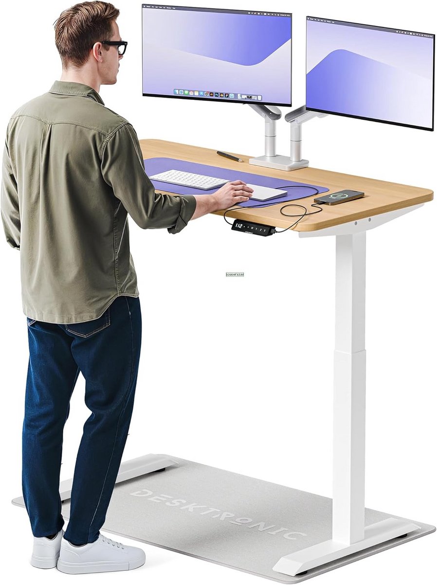 Elektrisch in Hoogte Verstelbaar Bureau (120x60 cm) met Oplaadpunten en Touchscreen