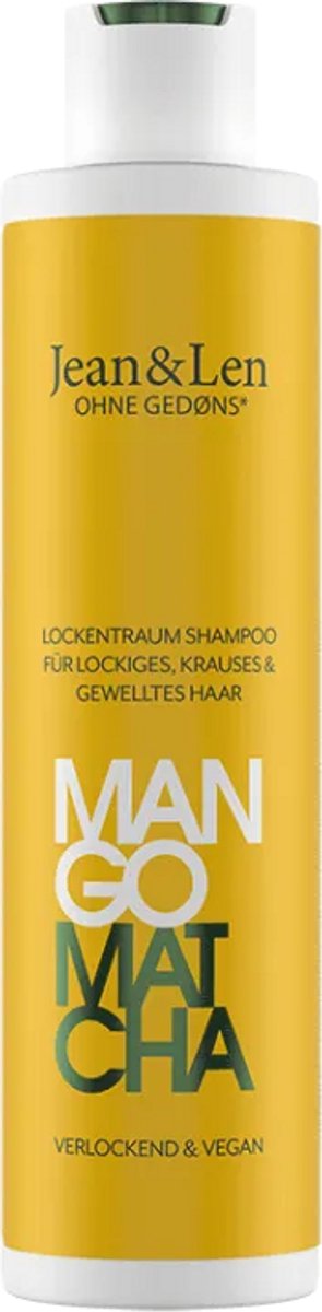 Jean & Len Shampoo Mango & Matcha – 300 ml: milde. fruitig-frisse shampoo. Reinigt zonder te verzwaren en geeft natuurlijke glans – ideaal voor elke dag.