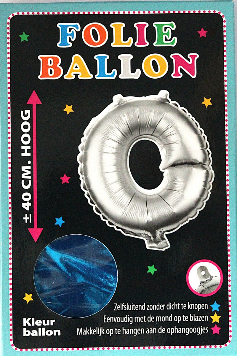 Folieballon - O - Letter Blauw - 40cm - Folie - Ballon - Zelfsluitend - Eenvoudig Met Mond Opblazen - Ophangoogjes - Touche Cards