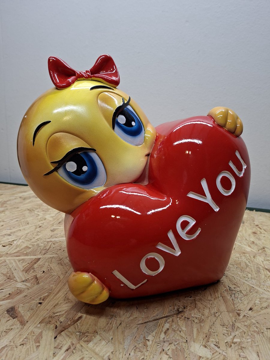 Emoji Hart Beeld - Love You - Valentijn - Valentijnsdag - Kado - Cadeau - Decoratie - Woonaccessoires - Beeld - Zwart - 28cm Hoog