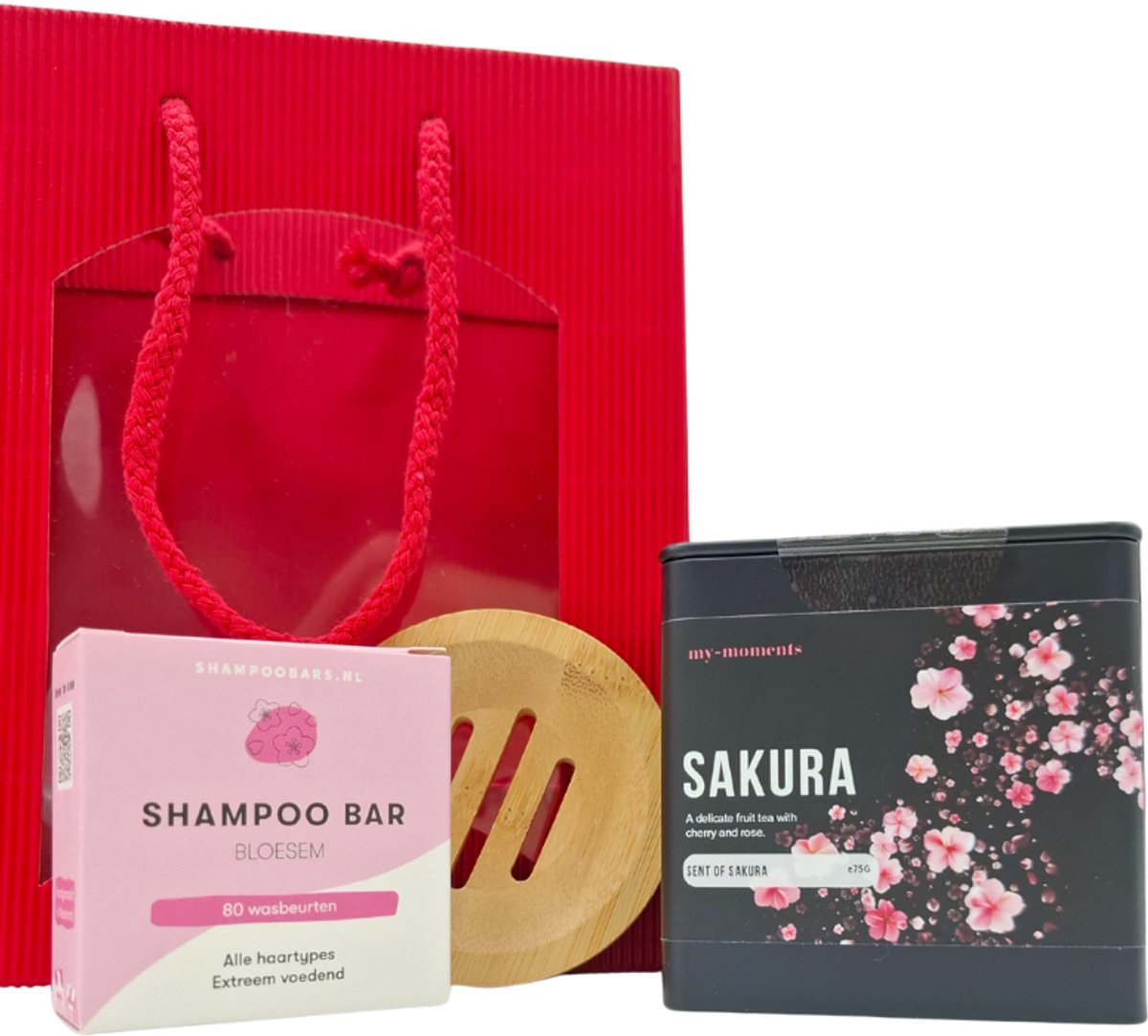 Liefdesbloesem – Valentijn Giftbag met Sakura Thee en Shampoo Bar