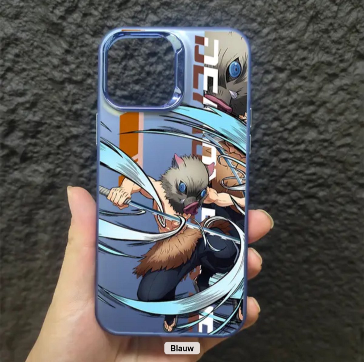Anime demon slayer blade iphone 17 Pro max blauw telefoonhoesje