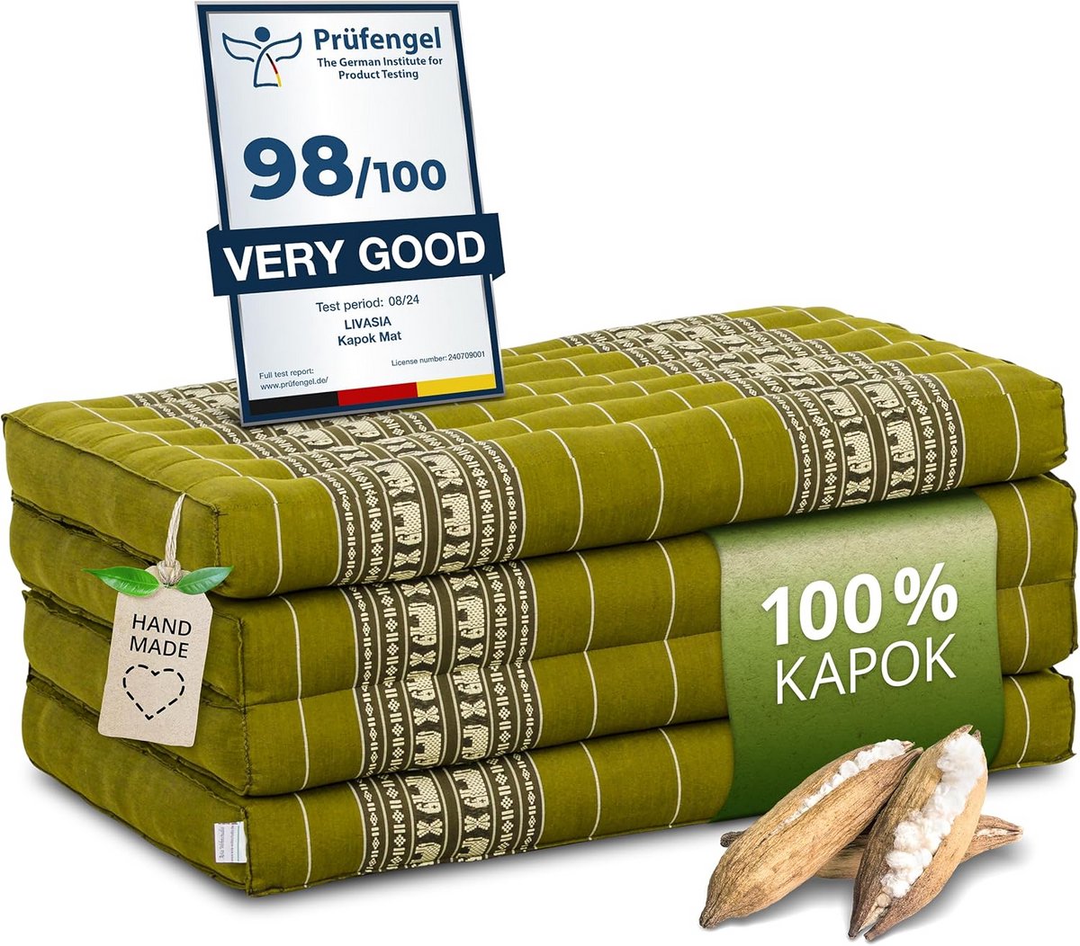 Duurzaam Klapmatras van Kapok - Flexibel Gastenbed en Yogamat - 200x80cm