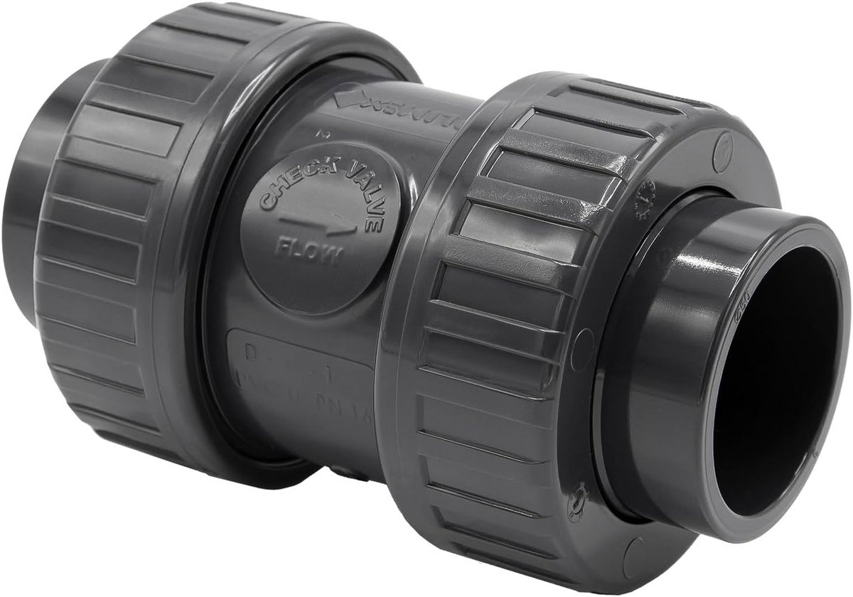 Veerbelaste Terugslagklep PVC-U 50 mm (1 1/2 inch) met Lijfmof Aansluiting - 16 Bar
