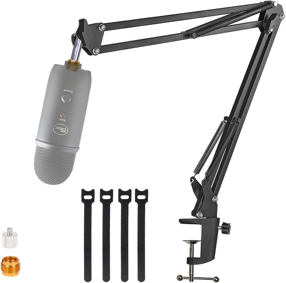 Verstelbare microfoon boomarm voor Blue Yeti - met suspension stand en schroef adapters - zwart