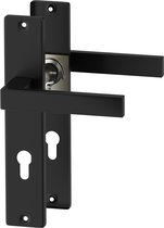 ERGO line Deurbeslag set Binnendeur - Cube - Deurkruk Zwart - met profielcilindergat PC55 - deurgrepen voor cilinderslotdeuren, mat zwart, Deurklink met schild, langschild deurkrukset, mat zwart
