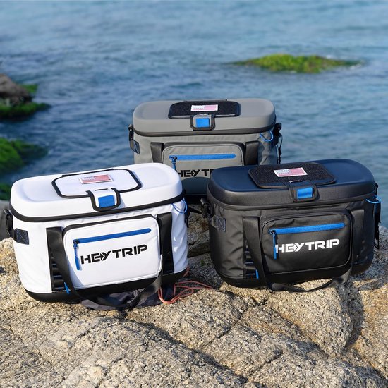 Large Soft Koeltas met Stijve Deksel & Bodem - 46 Liter Isolatie Koelbox voor Picknick, Kamperen & Strand - Draagtas met Schouderriem & Waterdichte Rits — afbeelding 2