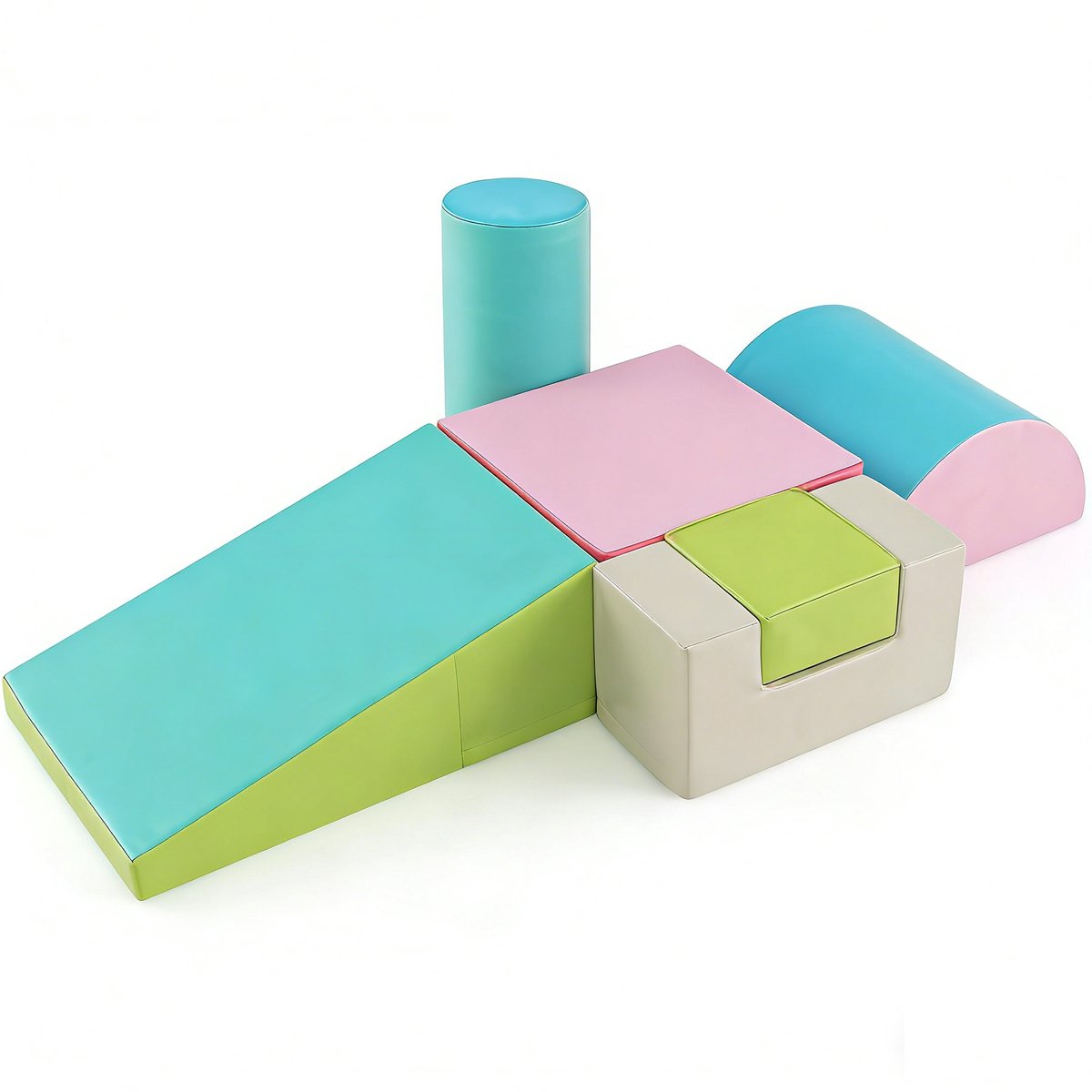 KOMFOTTEU 6 delig Schuimblokken - van kunstleer en schuim - Soft Play Foam Blokken - Reuze Bouwblokken - Montessori-klimblokken - voor kinderen