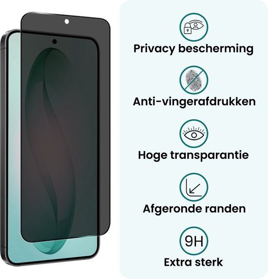 Privacy screenprotector met anti-vingerafdruk, hoge transparantie en 9H hardheid.