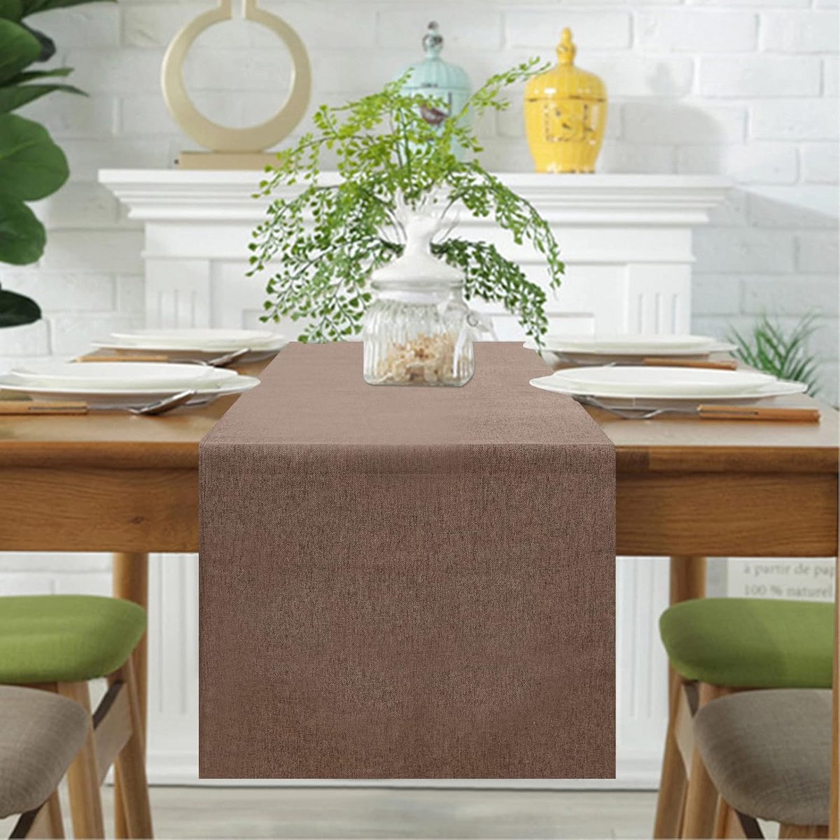 Waterdichte Tafelloper Modern 40x180 cm Lentegroen voor Binnen en Buiten