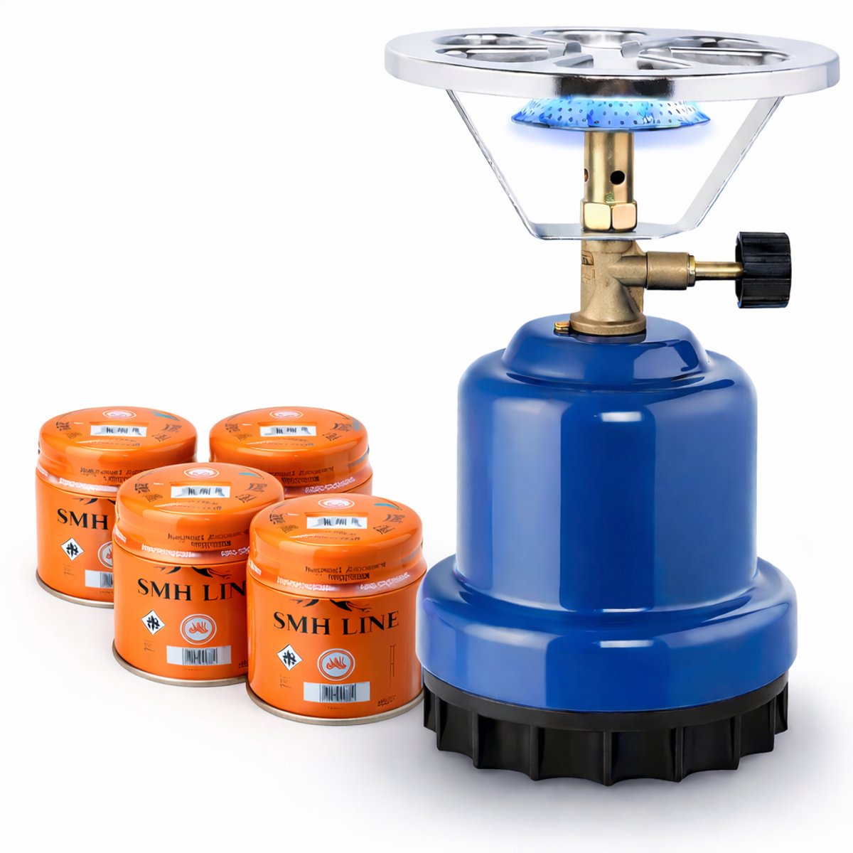 SMH LINE® Camping kooktoestel - Draagbaar Gasfornuis - Incl. 4x 190g gasflessen