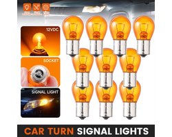 TLVX 10 stuks BA15S 1156 PY21W Origineel Oranje Halogeen Autolampen - Knipperlichten - Turn Signal Light – Richtingaanwijzers - Auto Verlichting – Gevarenlicht - Bayonet – Draaifitting – Draailamp - Oranje licht - 12V - (10 stuks)