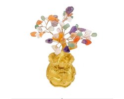 Feng Shui Geluksboom - Edelsteen boom - Welvaart en Geluk - 14cm.
