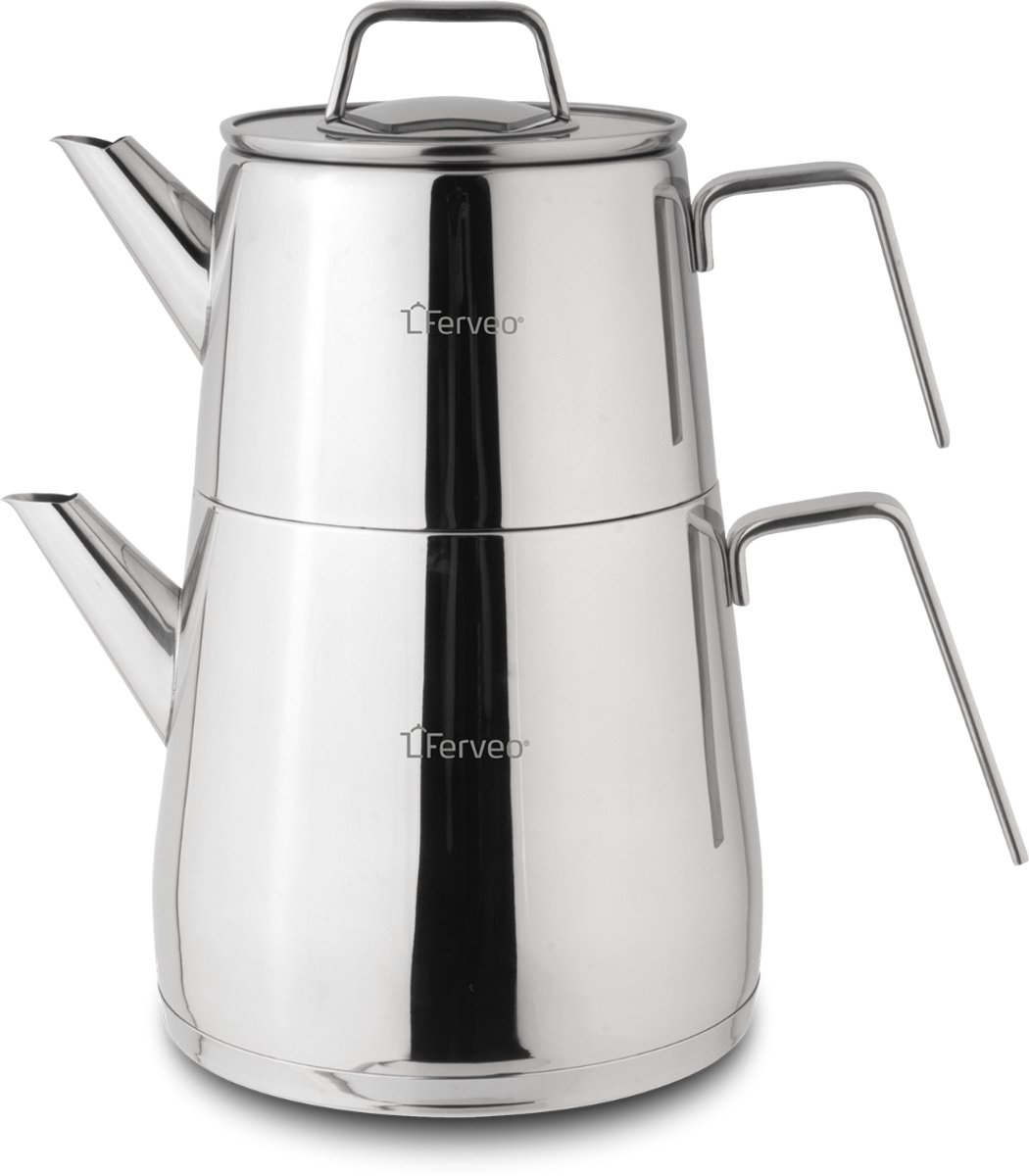 Ferveo Noya - Theepot Set - 1,0/3,0L - Inductie - Turkse Theepot - RVS