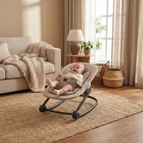 Chaise haute de Luxe Deryan avec transat - Chaise haute évolutive - Pliable - Zwart - Avec transat Nougat
