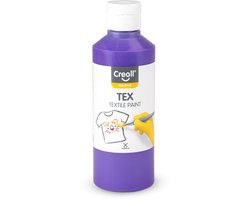 Creall Tex - Textiel- & Stoffenverf - Paars / Violet - 250ml - Machine wasbaar na fixatie - Voor T-shirts, jeans, schoenen, stoffen tassen, meubels en auto-interieurs/hemelbekleding - Gemaakt in NL - Glutenvrij