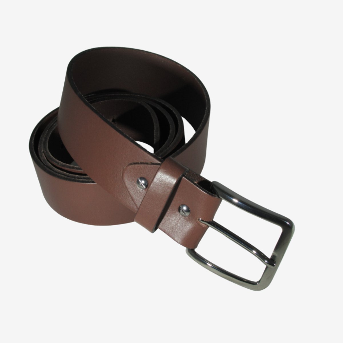 Missouri - Handgemaakte heren riem - Italiaans leer - Bruin - Italiaanse gesp Nikkel Satin - Hoogte 3.8 cm - Maat 90