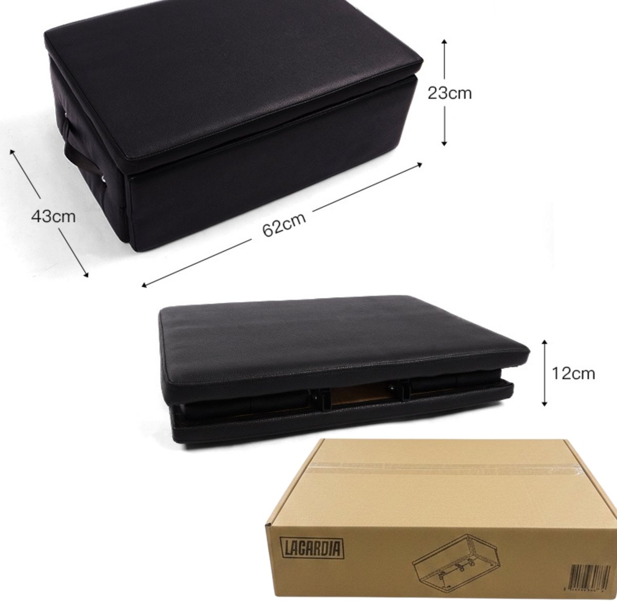 Lacardia Pilates Box Inklapbaar Zwart 62 x 43 x 23 cm - afbeelding 3