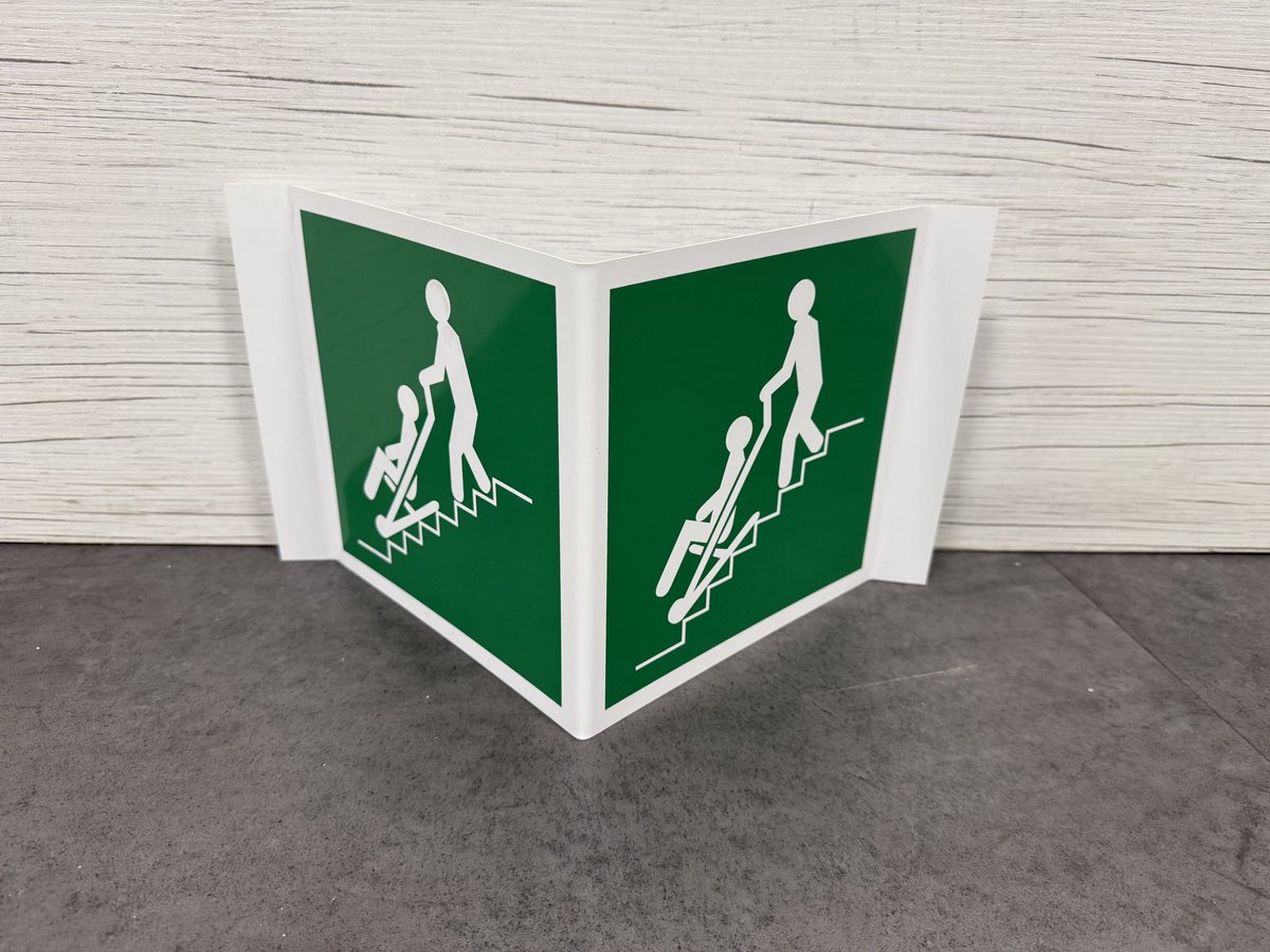 Evacuatiestoel bord - Evacchair kunststof - E060 200 x 200 mm Panorama (wigvormig)