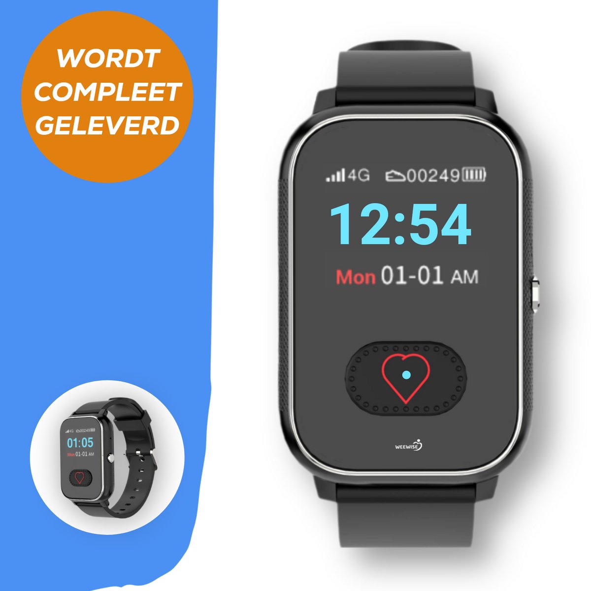Weewise WS79 - GPS Horloge voor Ouderen - GPS Horloge Senior - GPS Horloge Alzheimer - Persoonlijke alarmen - alarm horloge ouderen - Valdetectie