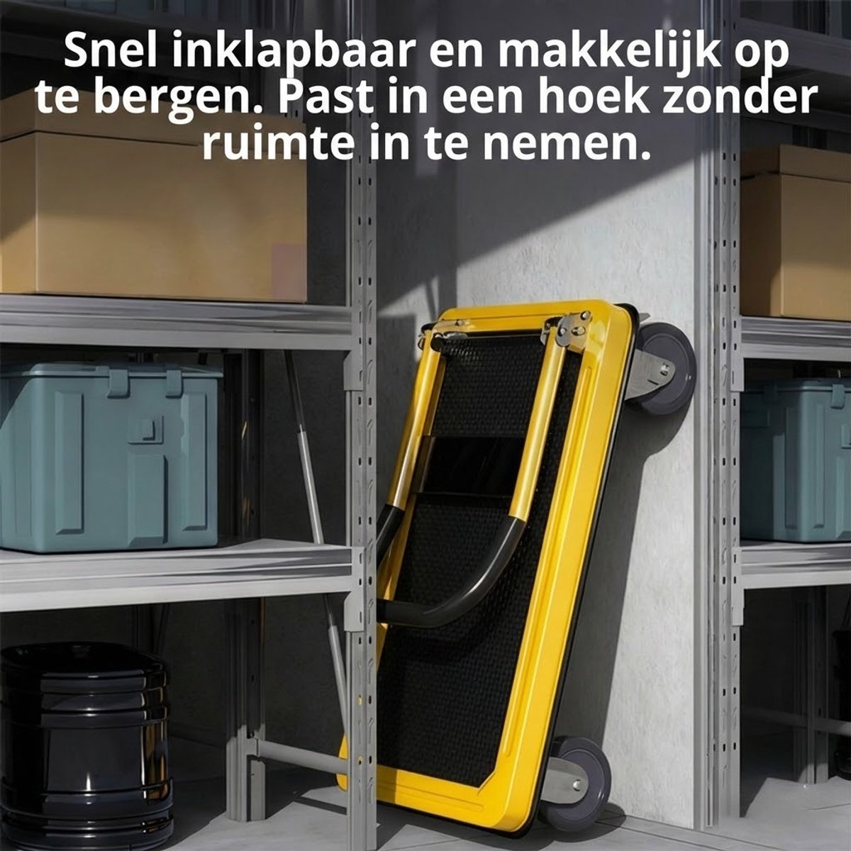 Plateauwagen 300kg - Opvouwbaar - Steekwagens & Transportwagen - 90x60cm - Heavy Duty Platformwagen Staal - Magazijnwagen met Anti-slip & Duwstang - Trolley voor Verhuizing, Garage, Bagage & Pakketten - Handwagen met 12cm Wielen – foto 7
